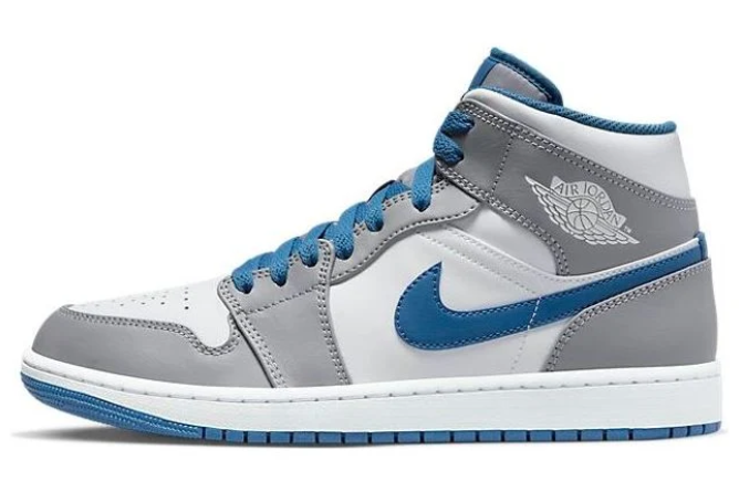Air Jordan 1 Mid 'Cement Grey / True Blue' – Men's