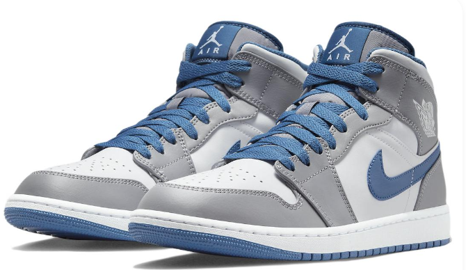 Air Jordan 1 Mid 'Cement Grey / True Blue' – Men's