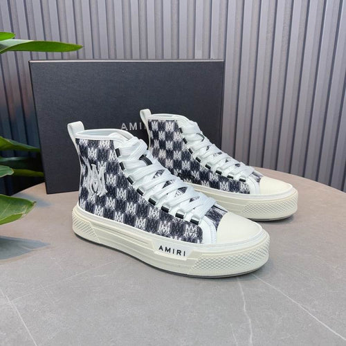 Amiri Court High-Top Sneaker — MA Monogram Checkerboard