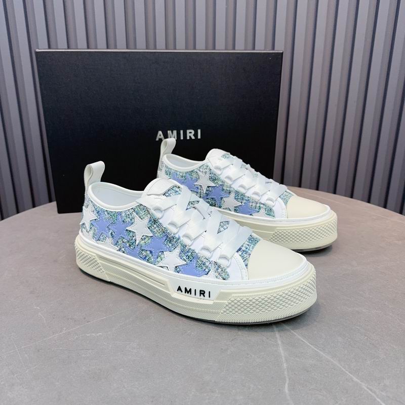 AMIRI Stars Court Low Sneaker – White / Blue Glitter