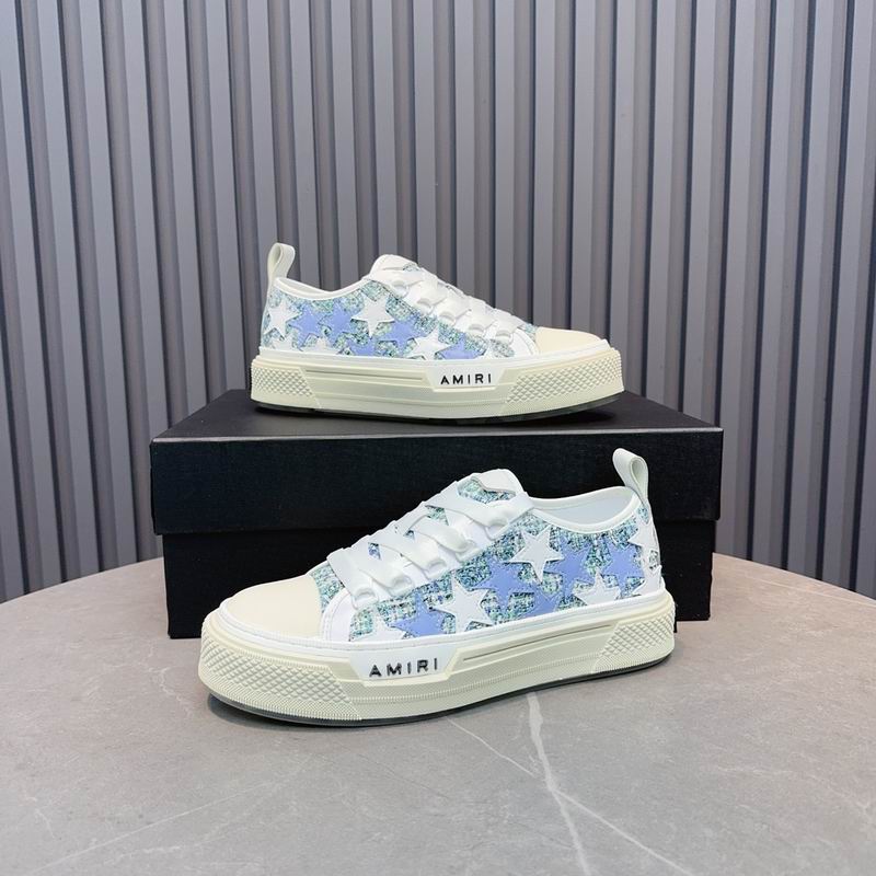 AMIRI Stars Court Low Sneaker – White / Blue Glitter