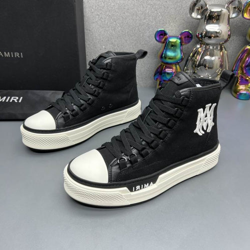 Amiri Court High-Top Sneaker — Black / White MA Monogram